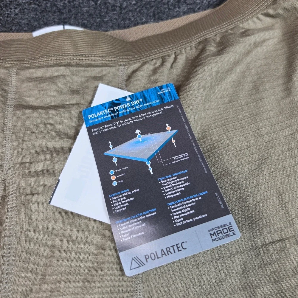 Peckham Grid Fleece Drawers Cold Weather Tan Mens Large Reg Polartec Gen III NEW